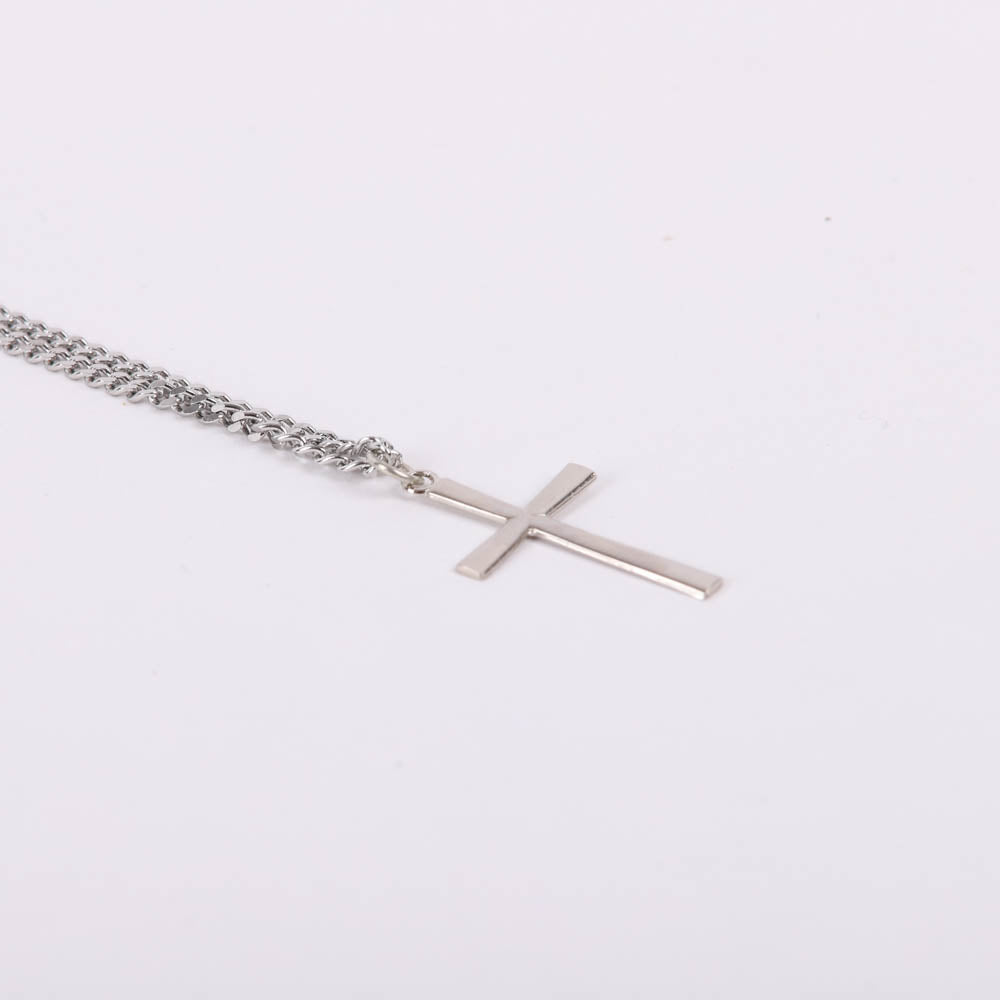 Sterling Silver Tapered Cross Necklace 24"