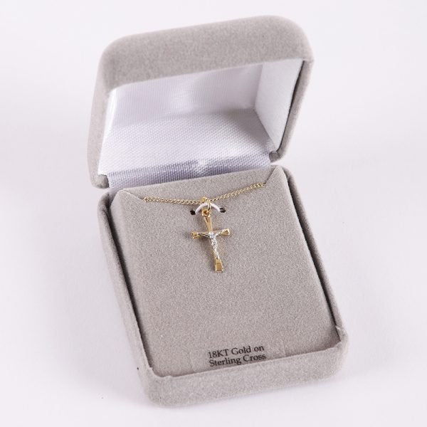 Sterling Silver & Gold Plated Crucifix Necklace