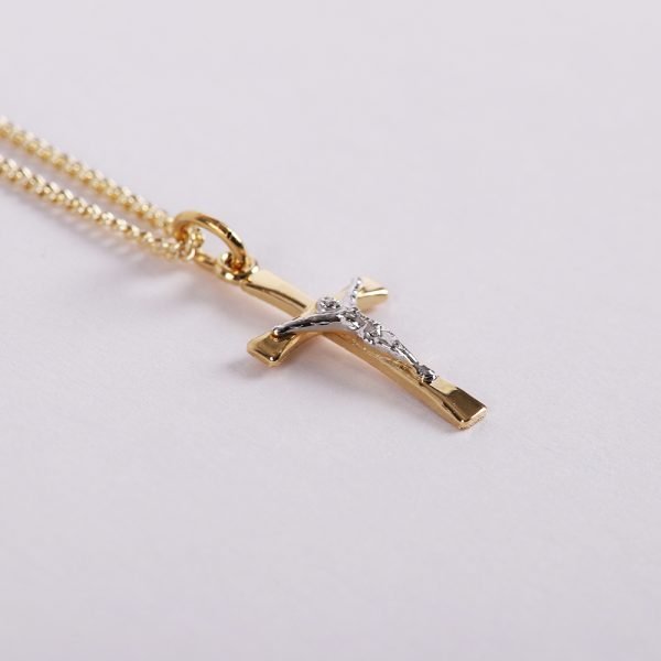 Sterling Silver & Gold Plated Crucifix Necklace