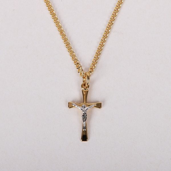 Sterling Silver & Gold Plated Crucifix Necklace