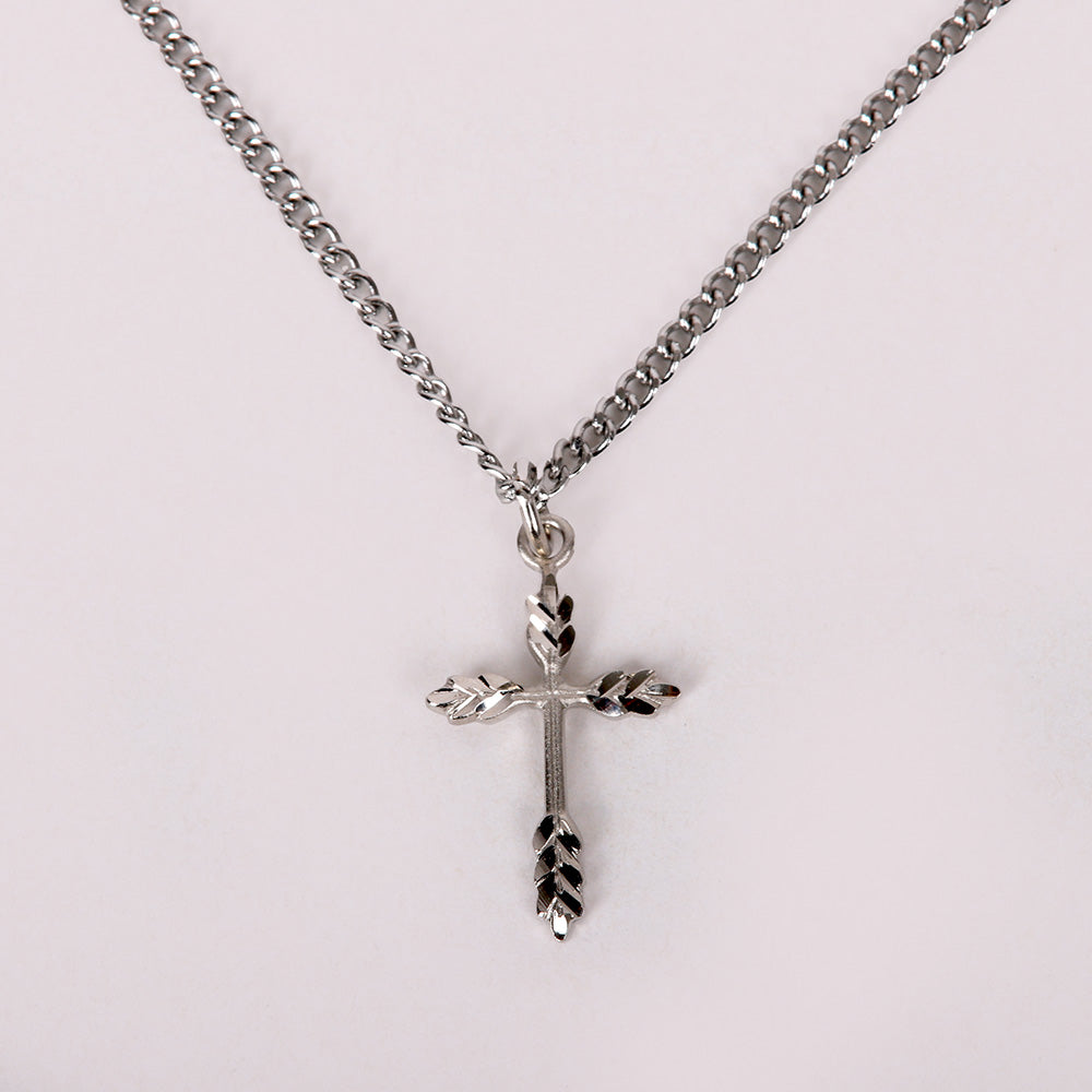 Necklace Cross – Wheat – Sterling Silver – 18″
