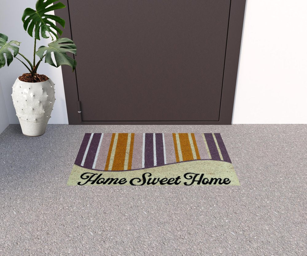 18" X 30" Beige and Black Coir Home Sweet Home Outdoor Door Mat