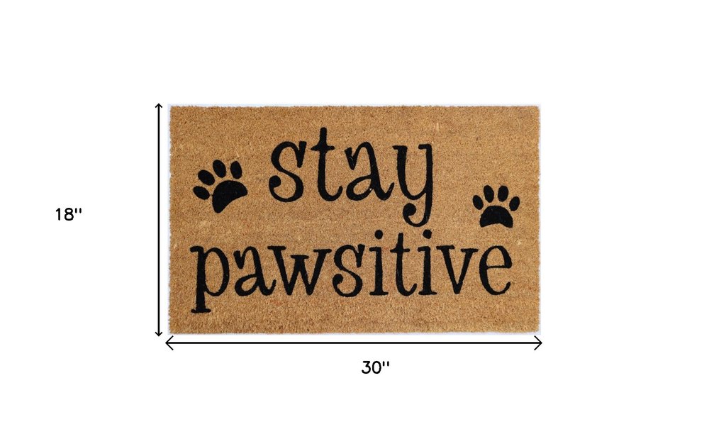 18" X 30" Beige and Black Coir Outdoor Door Mat