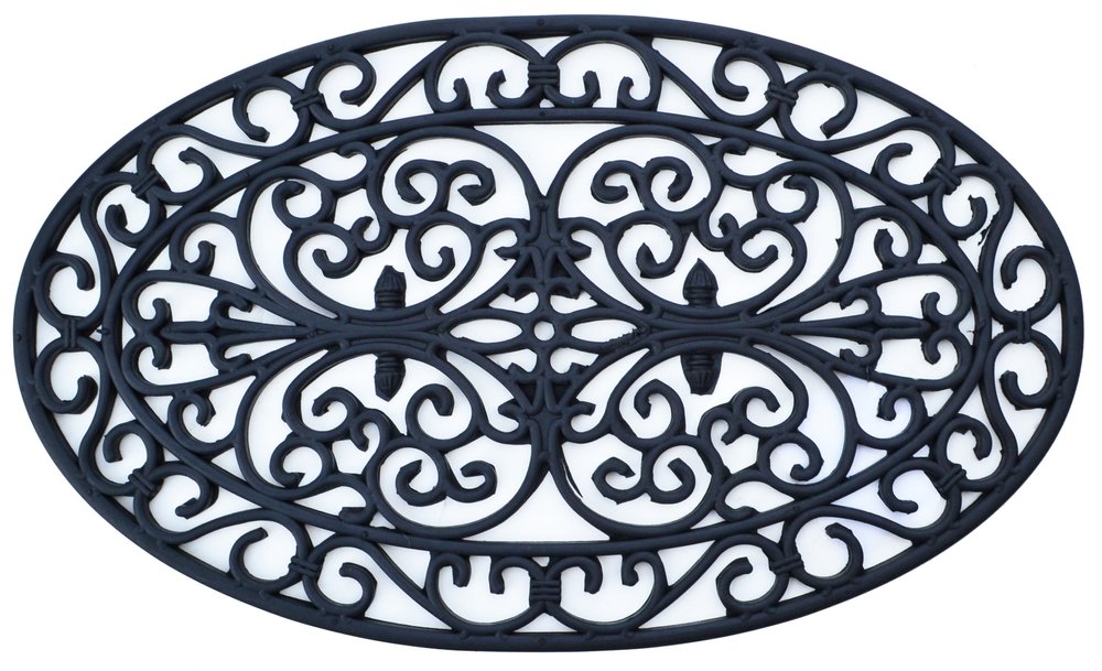 18" X 30" Black Rubber Outdoor Oval Door Mat