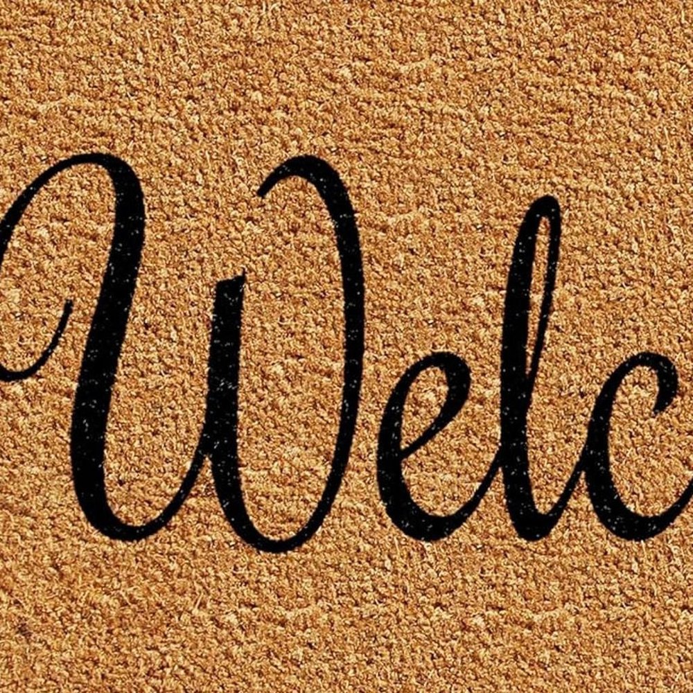 17" X 29" Natural And Black Pineapple Welcome Outdoor Coir Door Mat