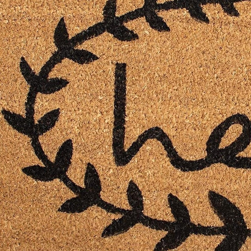 17" X 29" Natural And Black Hello Outdoor Coir Door Mat