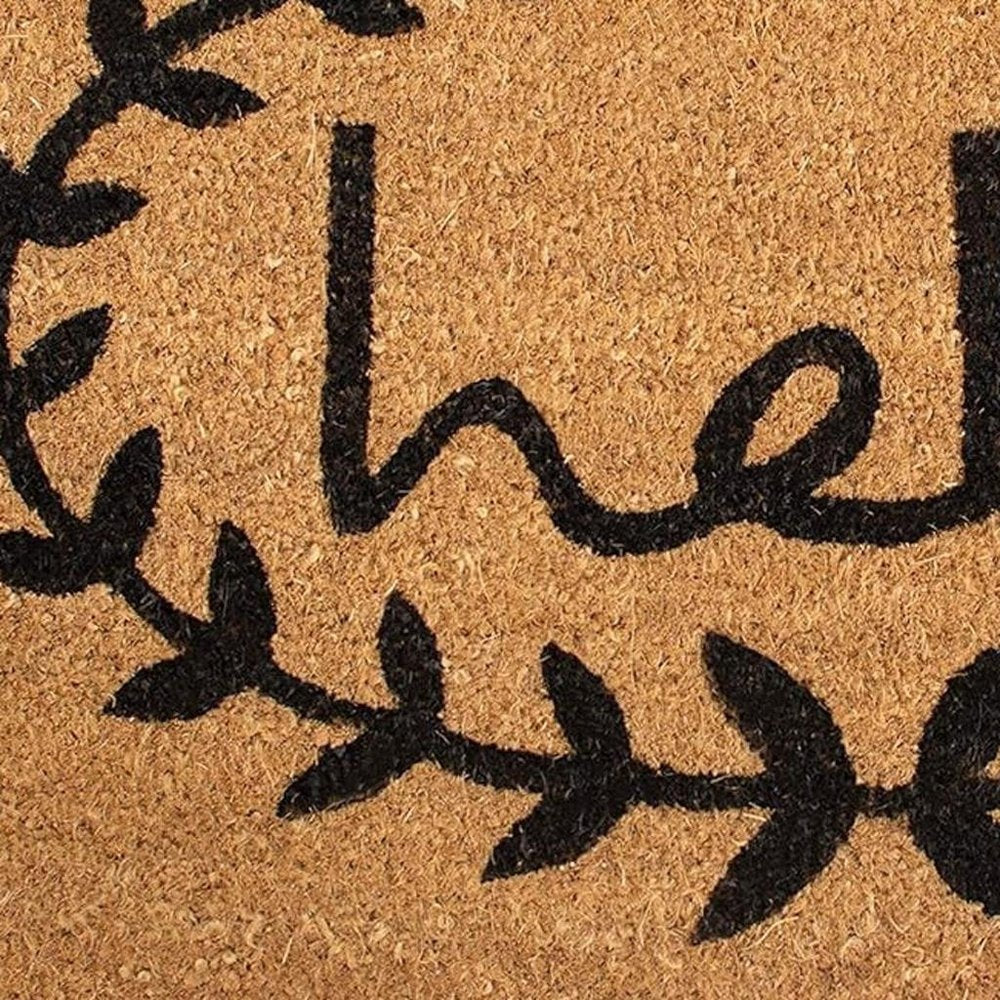 17" X 29" Natural And Black Hello Outdoor Coir Door Mat