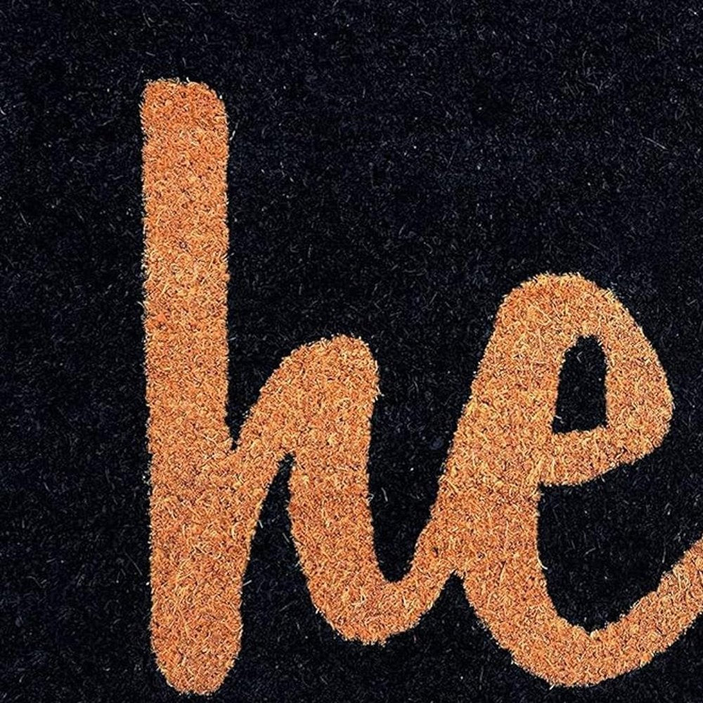 17" X 29" Black And Natural Hello Outdoor Coir Door Mat
