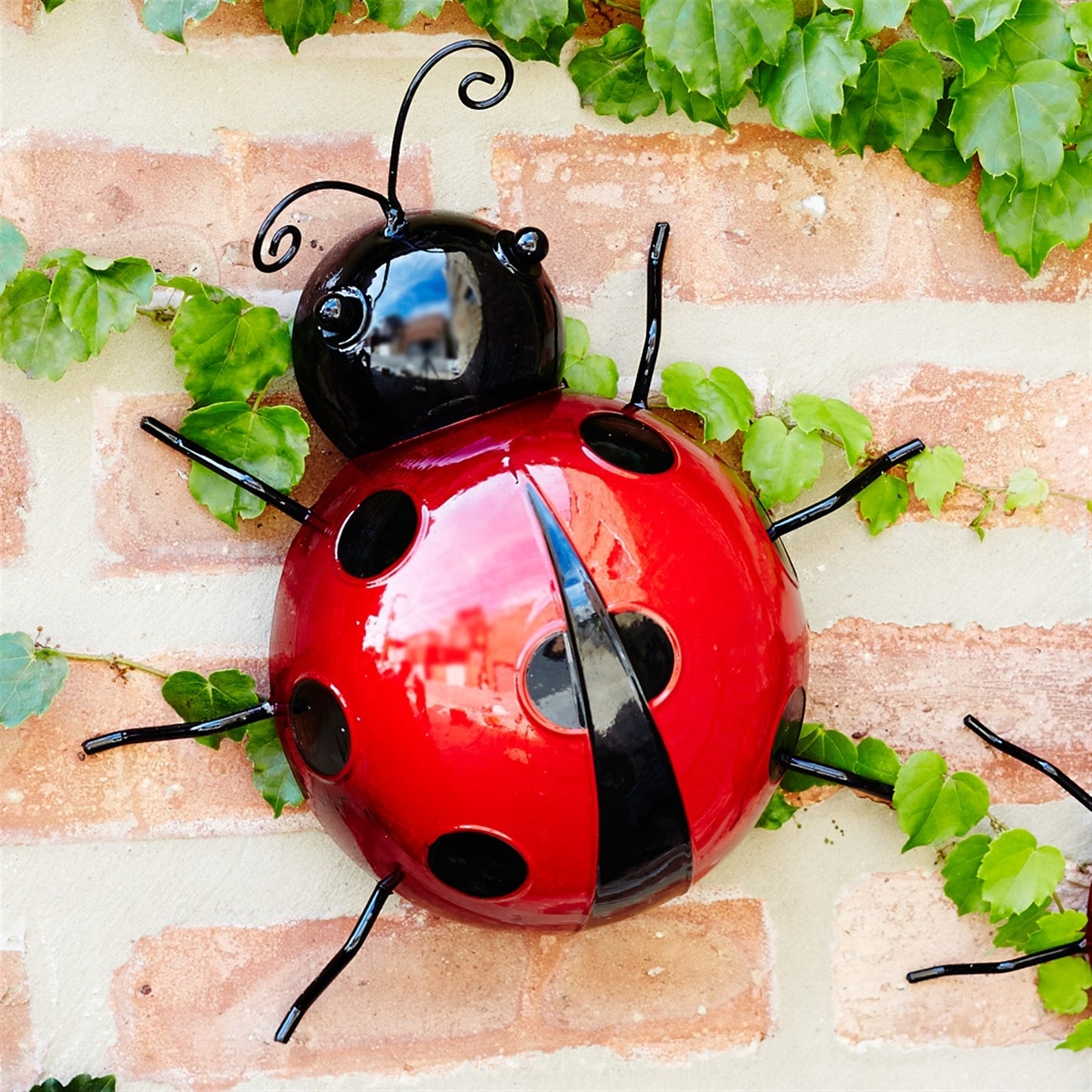 Wall Mountable Metal Ladybugs (Set of 6) 3.75"H, 3"H, 2.25"H