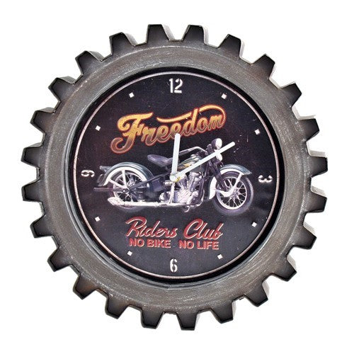 Set of 6 Vintage Style Motorcycle Gear-Shaped Iron Wall Clocks