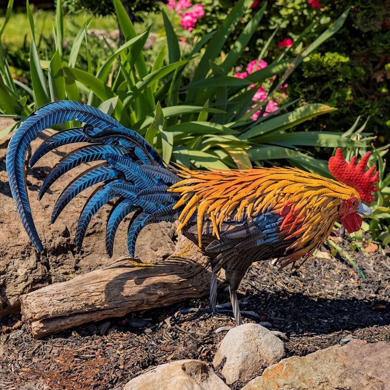 21.25" Tall Painted Iron Rooster Decoration "Maxwell"
