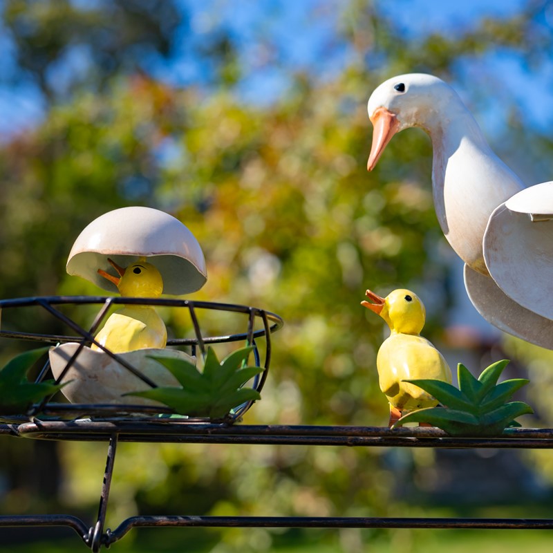 59.8" Tall Iron Windmill with Mother Duck & Hatchlings on Weather Vane