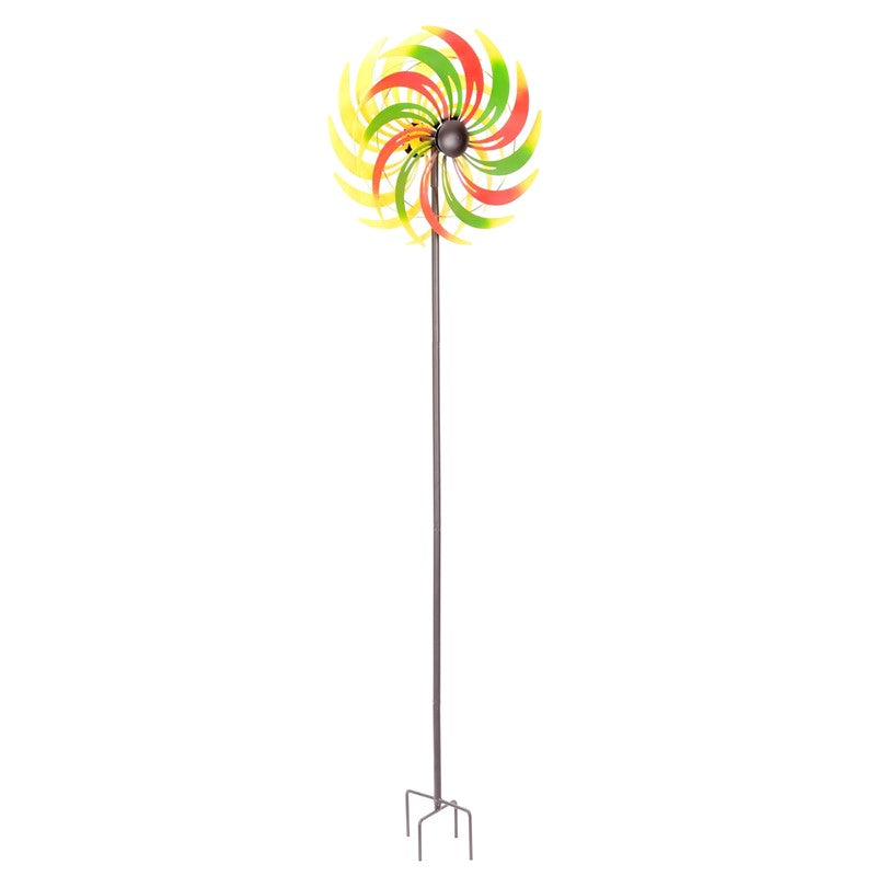 93" Tall Red, Green & Yellow Metal Windmill Stake "Adriana"
