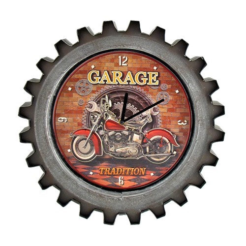 Set of 6 Vintage Style Motorcycle Gear-Shaped Iron Wall Clocks