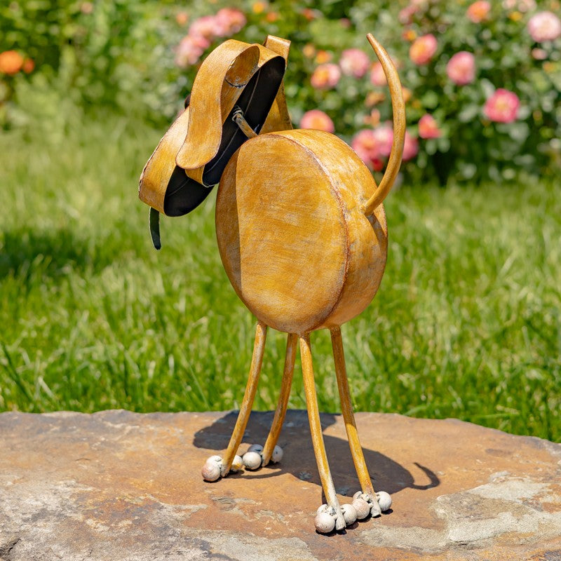 18" TALL HAND PAINTED IRON DOG DECORATION WITH BOBBLEHEAD "ARNOLD"