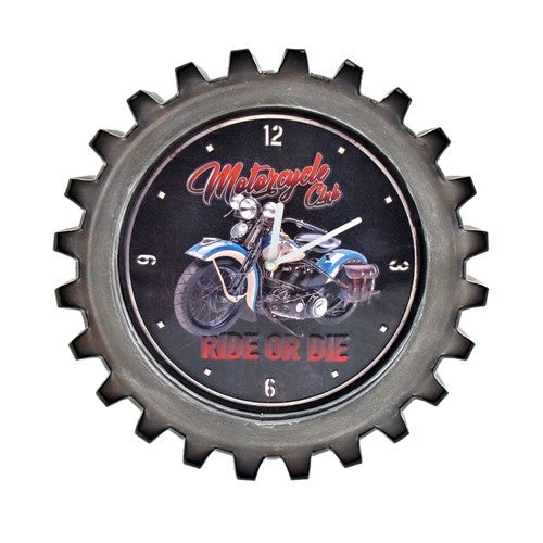 Set of 6 Vintage Style Motorcycle Gear-Shaped Iron Wall Clocks