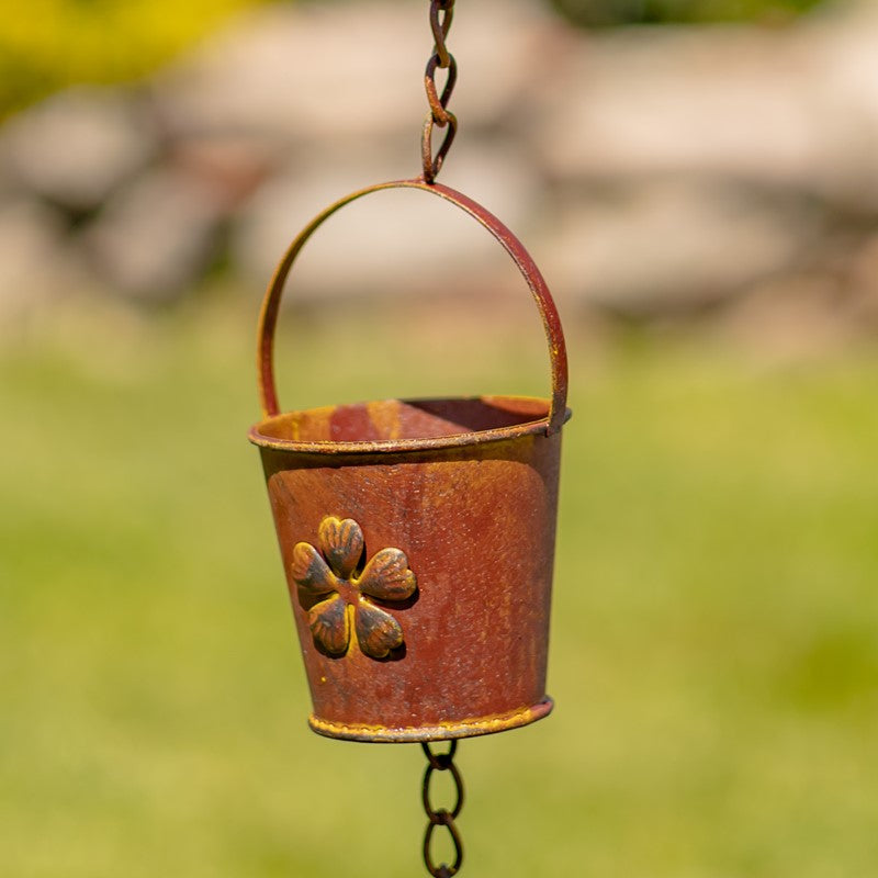 78" LONG BUCKET RAIN CHAIN IN ANTIQUE RUST