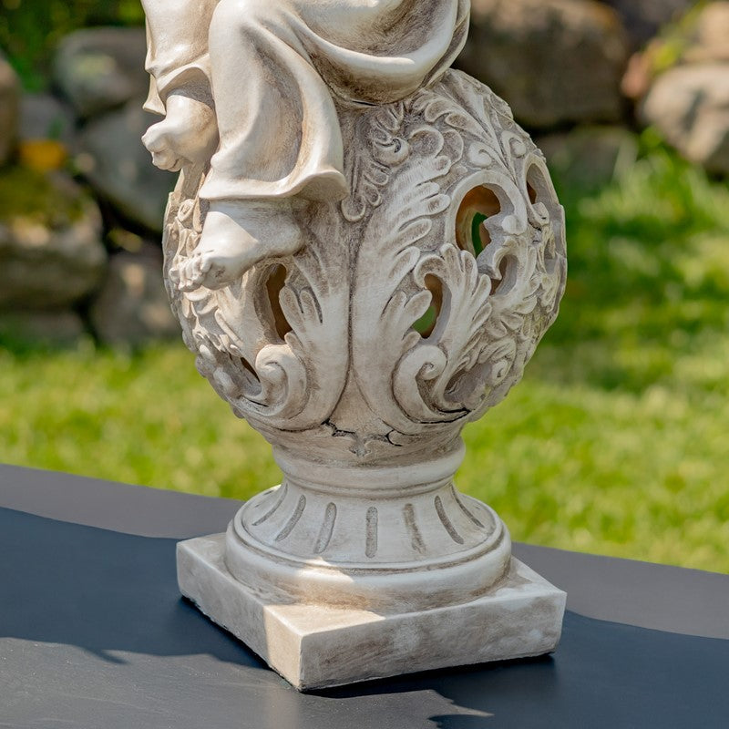 Set of Two 24" Tall Cherubs on Ornate Pedestals "Uriel & Sandalphon"