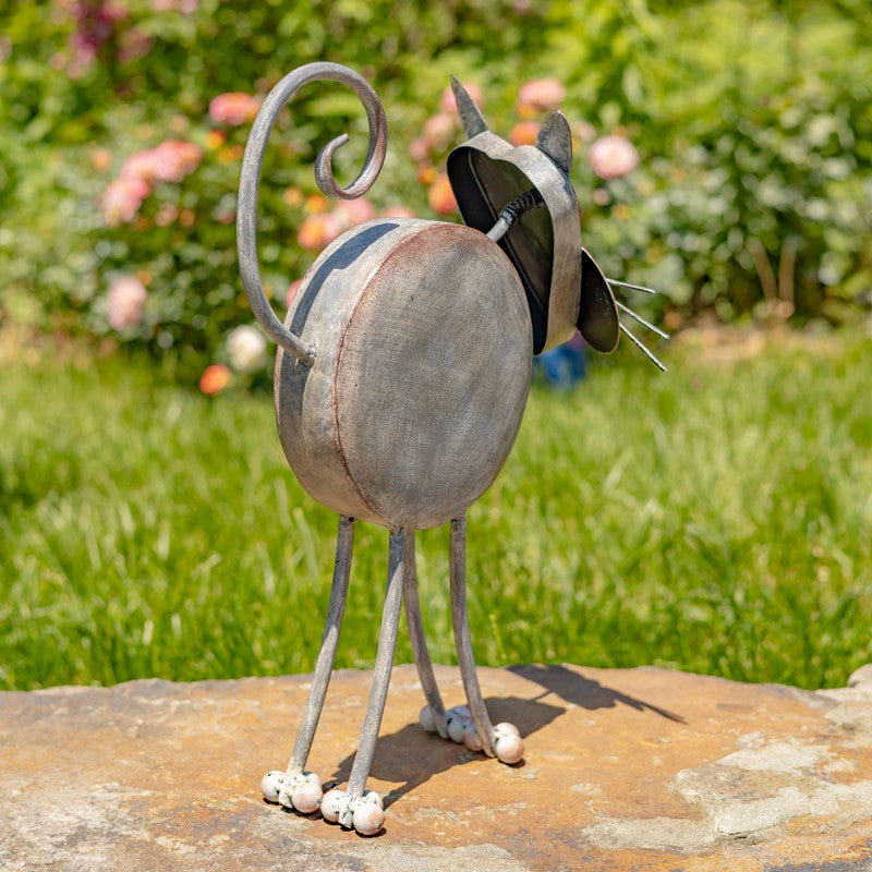 18" TALL HAND PAINTED IRON CAT DECORATION WITH BOBBLEHEAD "STACY"