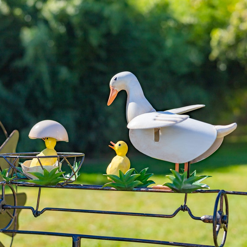 59.8" Tall Iron Windmill with Mother Duck & Hatchlings on Weather Vane