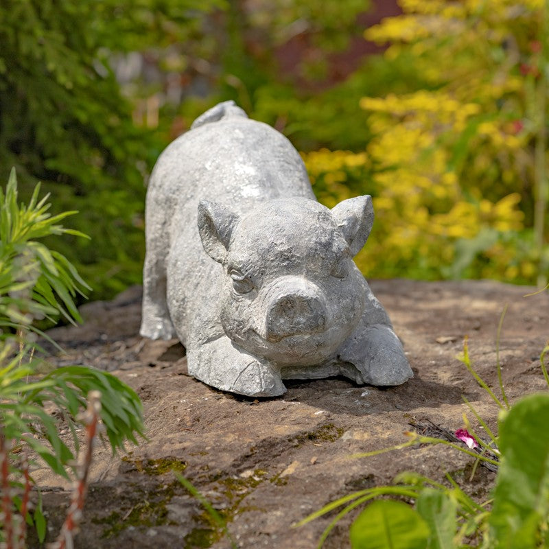 Set of 2 Magnesium Piglet Statues "Truffles & Clover"