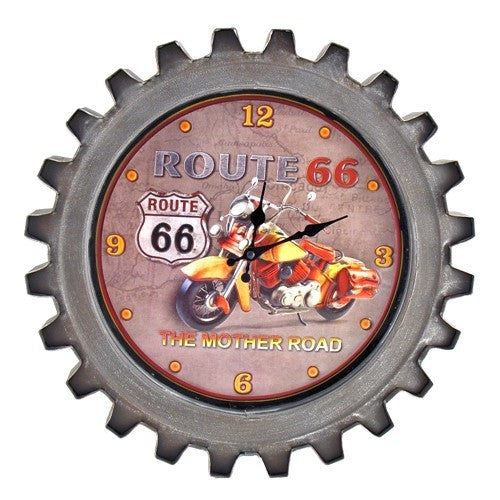 Set of 6 Vintage Style Motorcycle Gear-Shaped Iron Wall Clocks