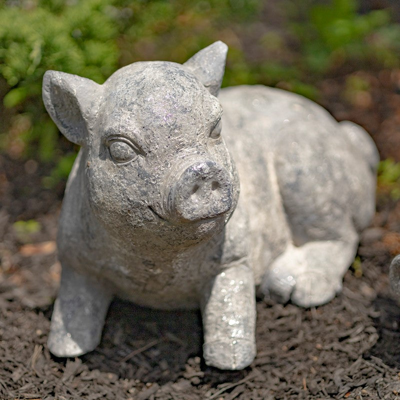 Set of 2 Magnesium Piglet Statues "Truffles & Clover"