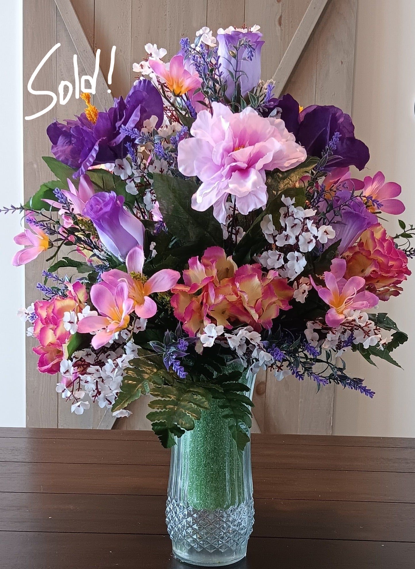 Silk Mixed Spring Flowers Cemetery Vase