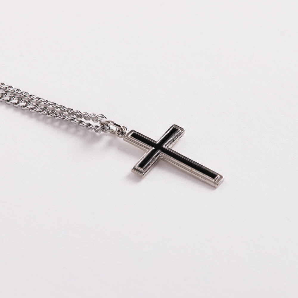 Sterling Silver Epoxy Filled Cross Necklace  24″