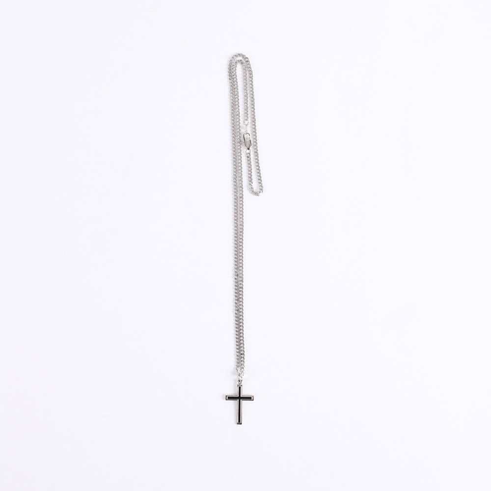 Sterling Silver Epoxy Filled Cross Necklace  24″
