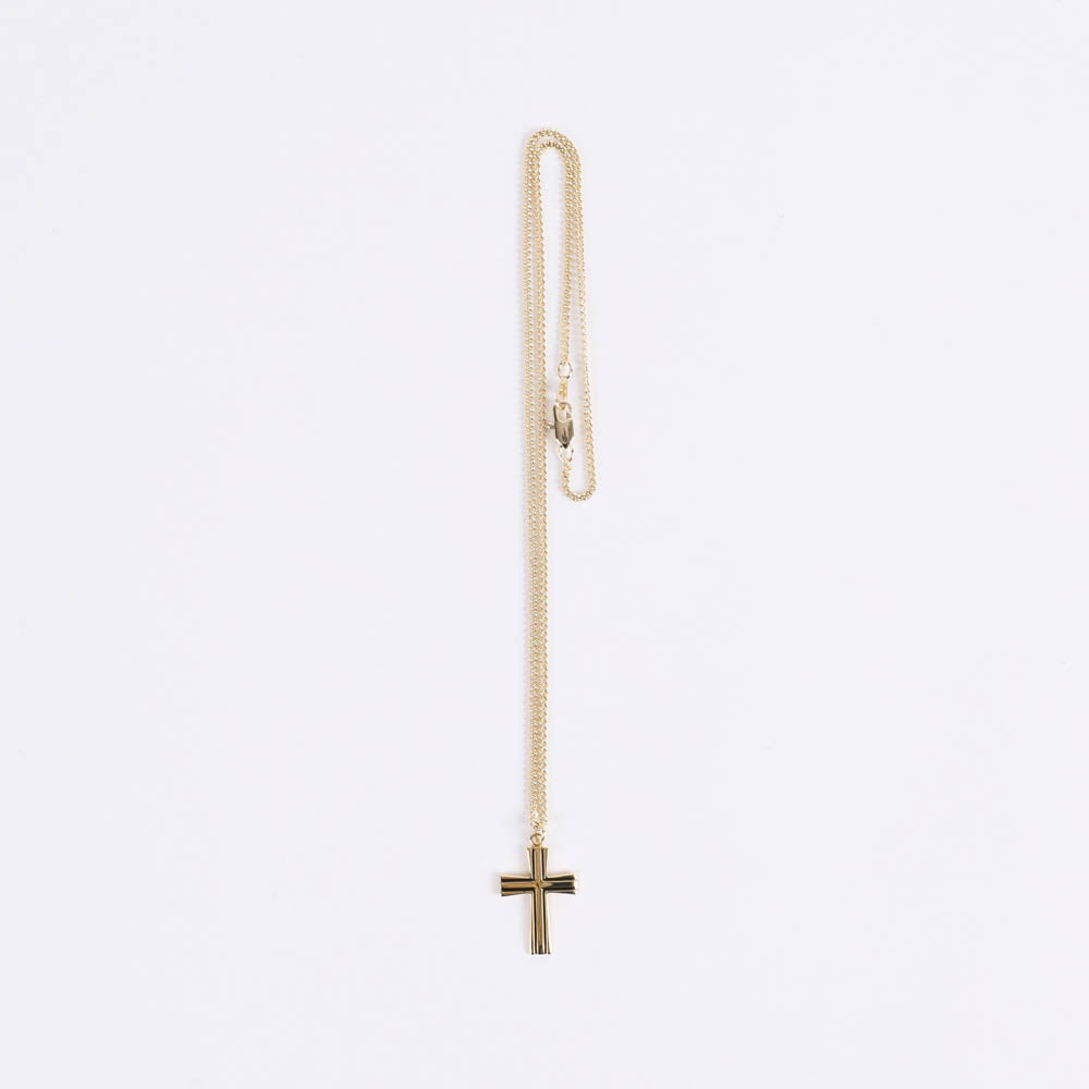 Necklace – Sterling Silver – Epoxy Lined Cross – 18″ Gold