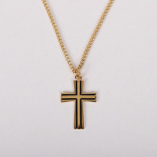 Necklace – Sterling Silver – Epoxy Lined Cross – 18″ Gold