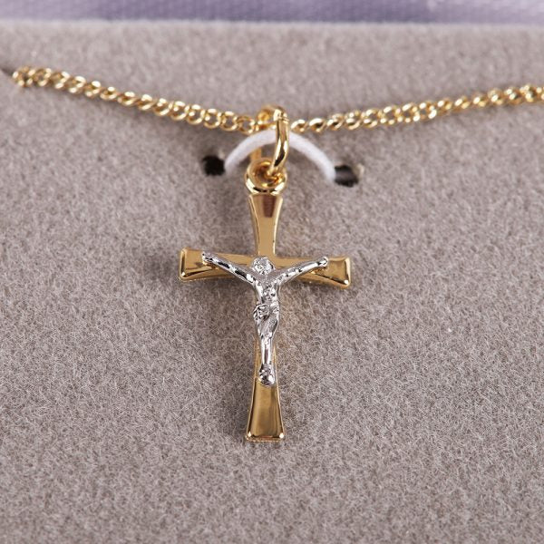 Sterling Silver & Gold Plated Crucifix Necklace