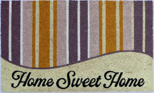 18" X 30" Beige and Black Coir Home Sweet Home Outdoor Door Mat