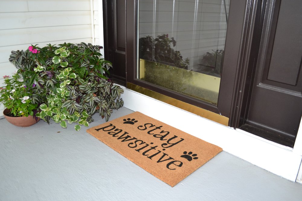 18" X 30" Beige and Black Coir Outdoor Door Mat