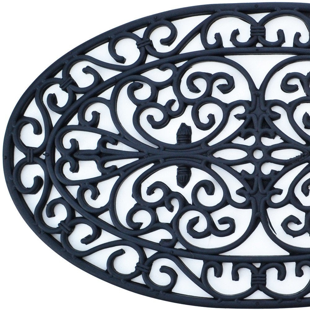 18" X 30" Black Rubber Outdoor Oval Door Mat