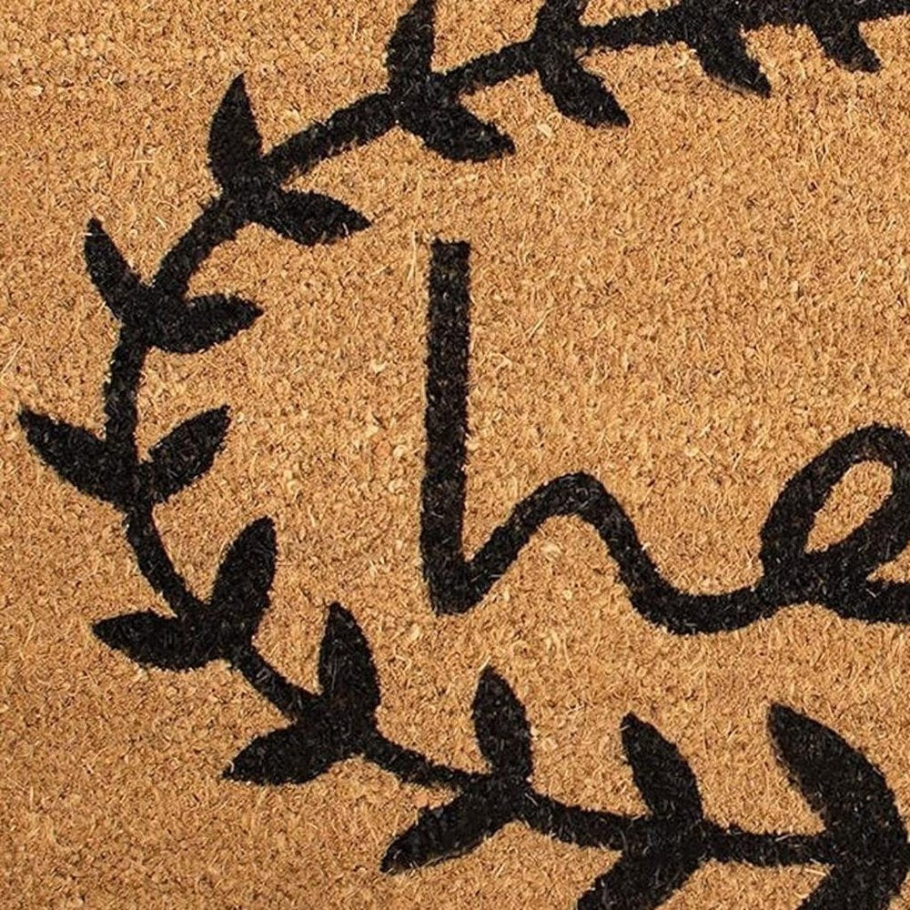 17" X 29" Natural And Black Hello Outdoor Coir Door Mat
