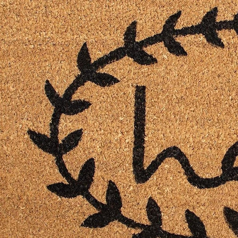 17" X 29" Natural And Black Hello Outdoor Coir Door Mat