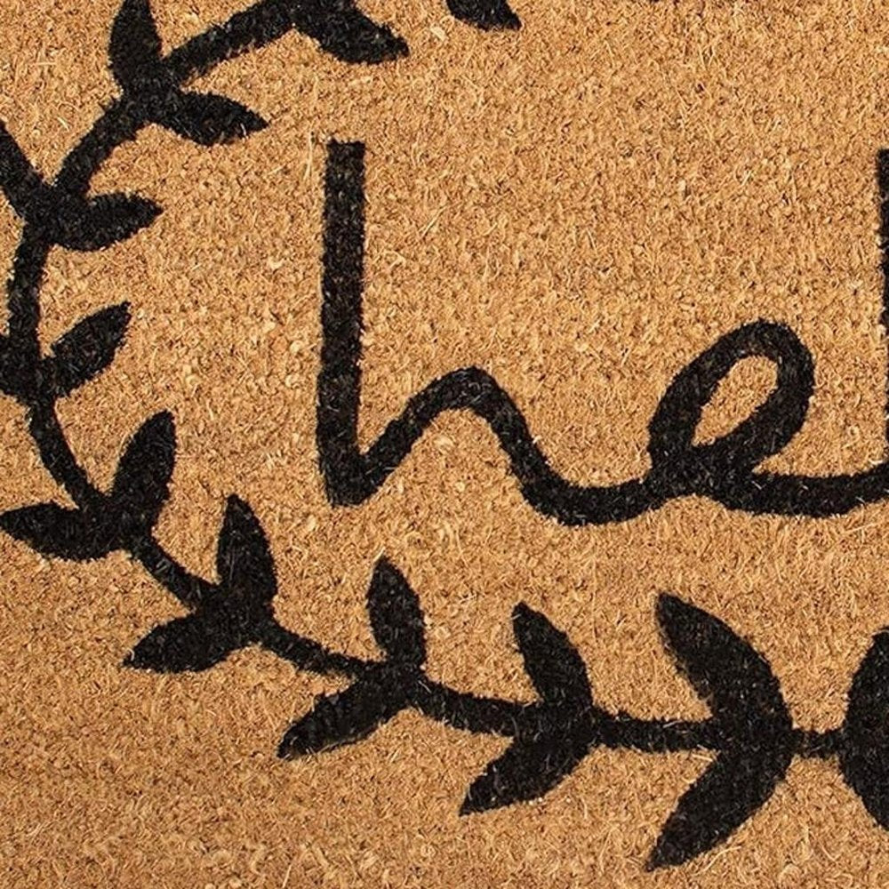 17" X 29" Natural And Black Hello Outdoor Coir Door Mat