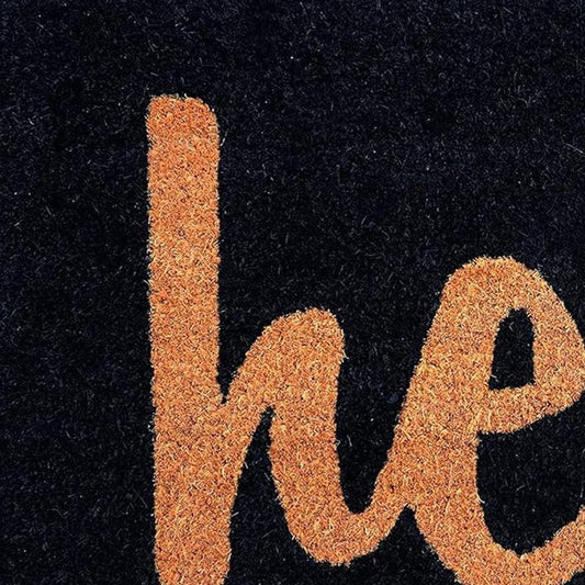 17" X 29" Black And Natural Hello Outdoor Coir Door Mat