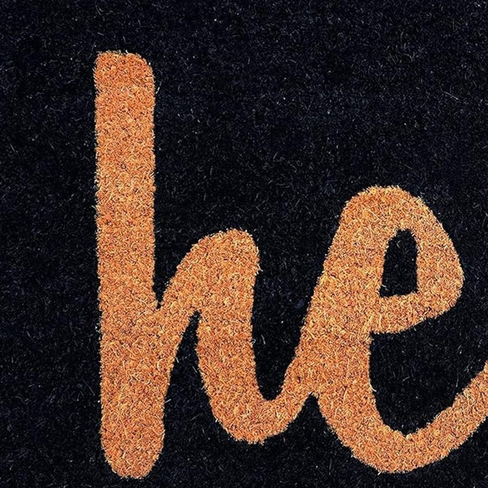 17" X 29" Black And Natural Hello Outdoor Coir Door Mat