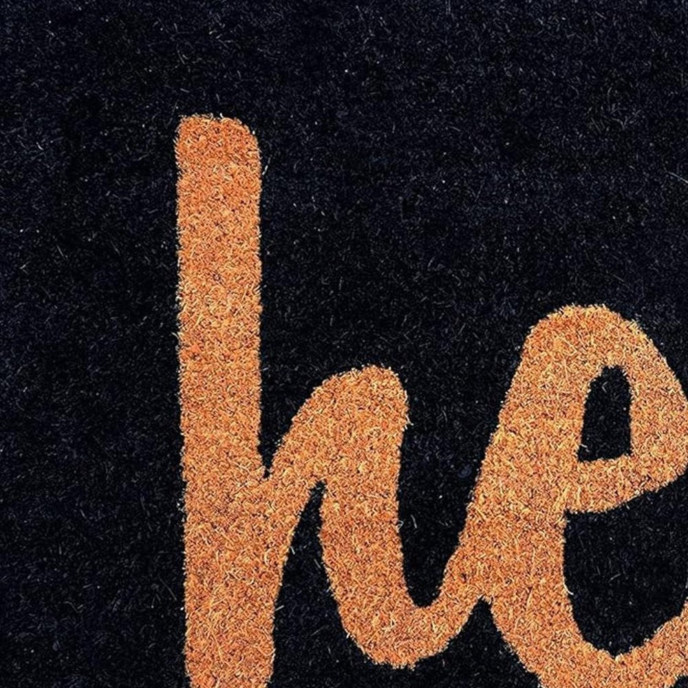 17" X 29" Black And Natural Hello Outdoor Coir Door Mat