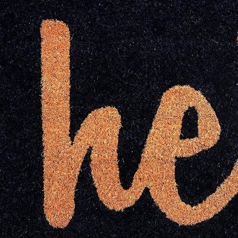17" X 29" Black And Natural Hello Outdoor Coir Door Mat