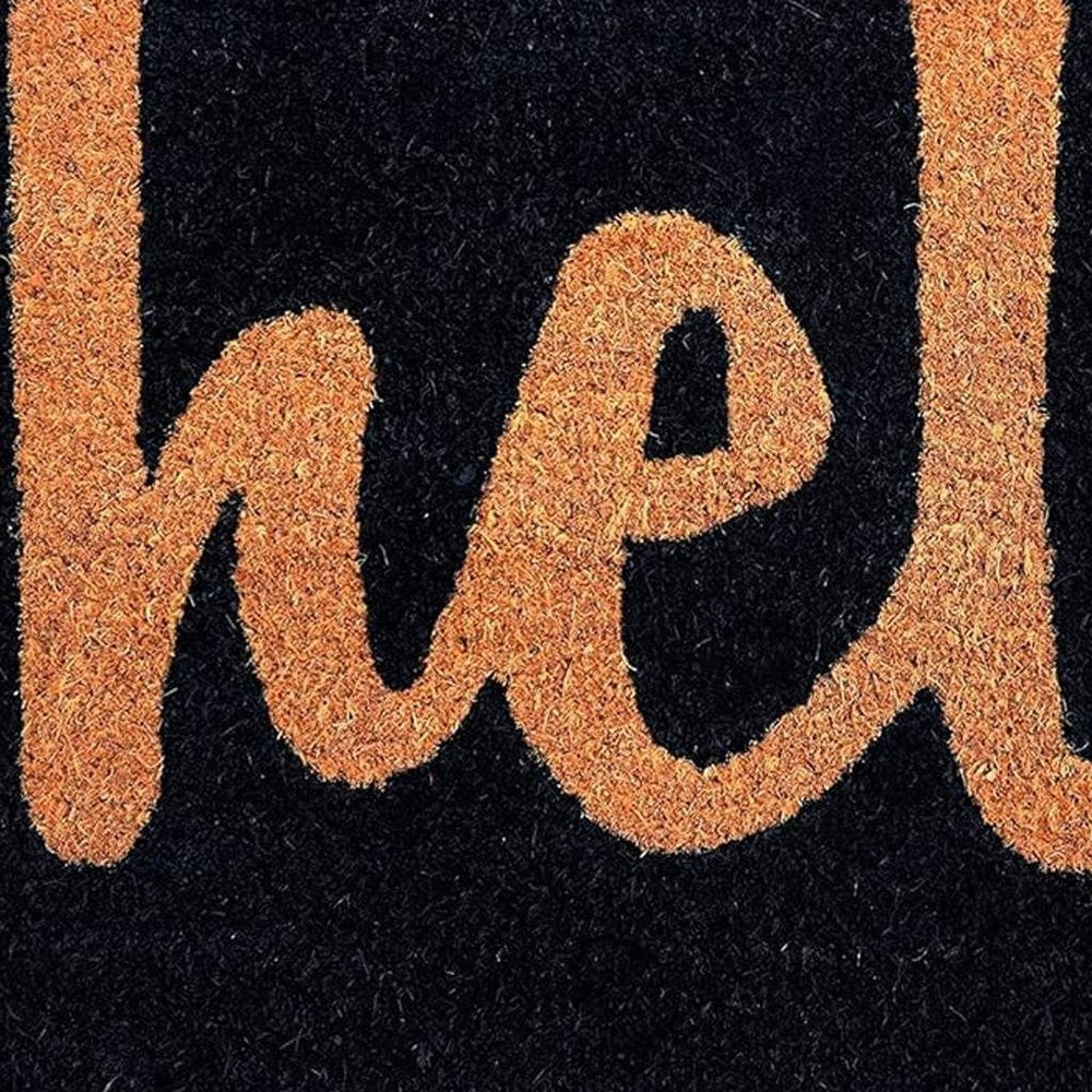 17" X 29" Black And Natural Hello Outdoor Coir Door Mat