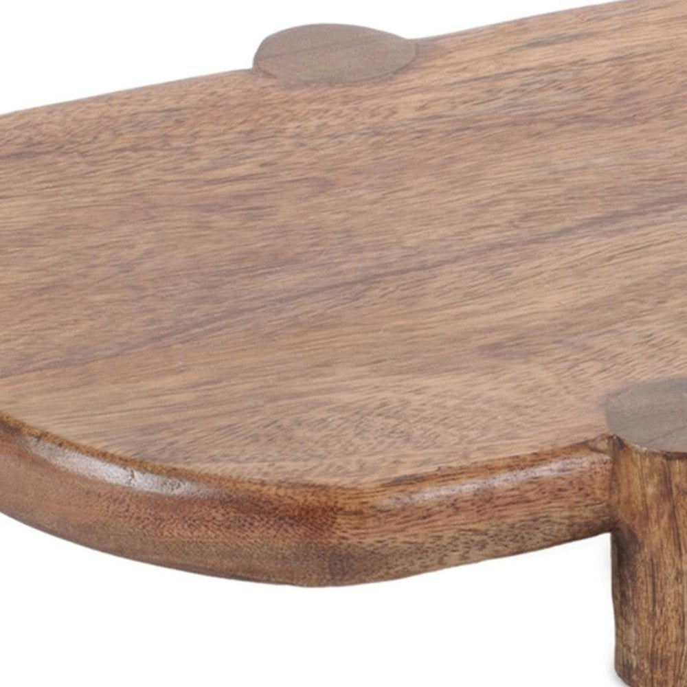Set of Two Natural Solid Wood Oval Risers