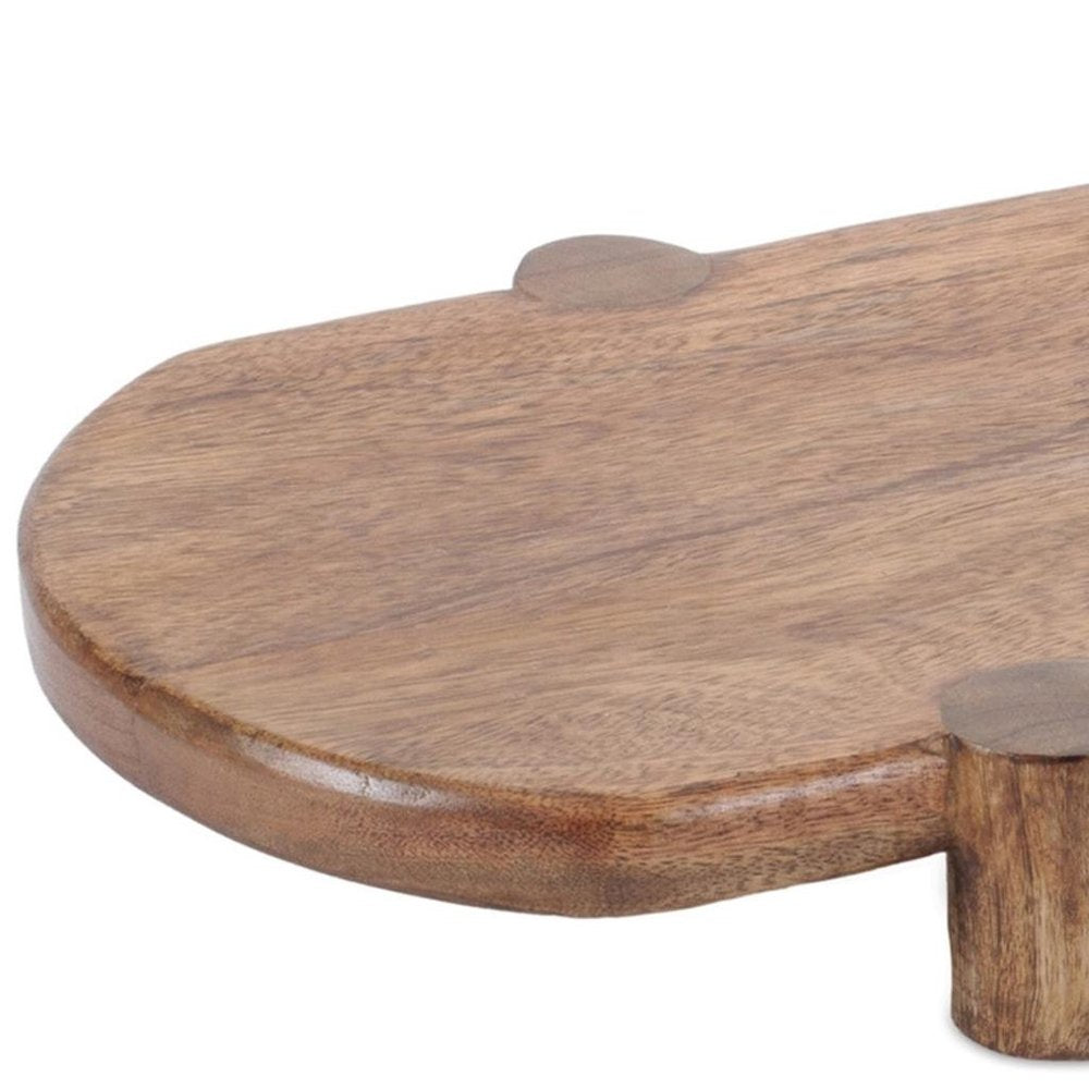 Set of Two Natural Solid Wood Oval Risers