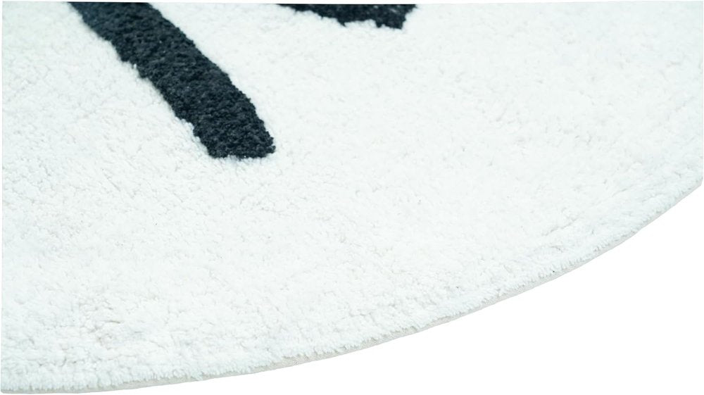 32" White And Black Cotton Kitty Cat Shaped Youthful Bath Rug