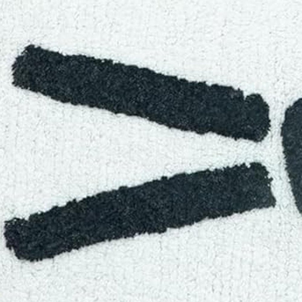 32" White And Black Cotton Kitty Cat Shaped Youthful Bath Rug