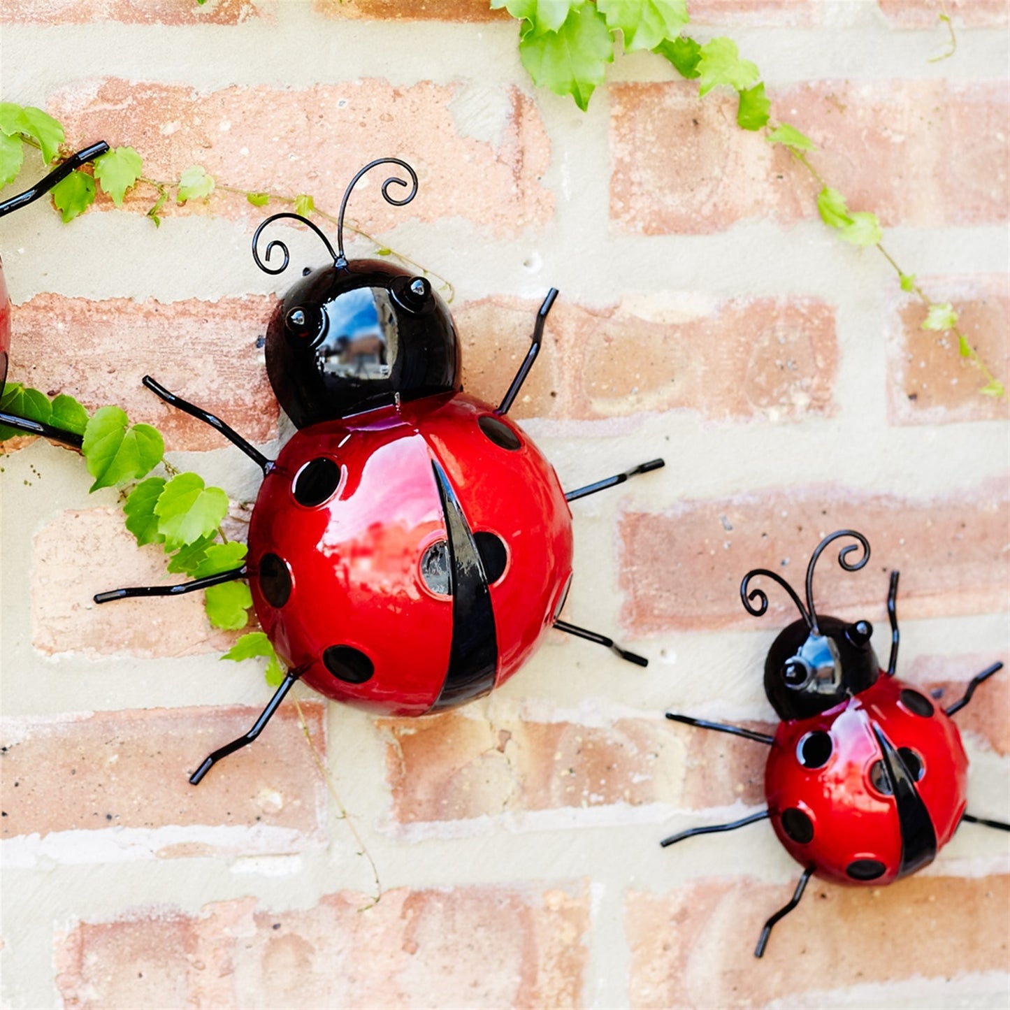 Wall Mountable Metal Ladybugs (Set of 6) 3.75"H, 3"H, 2.25"H