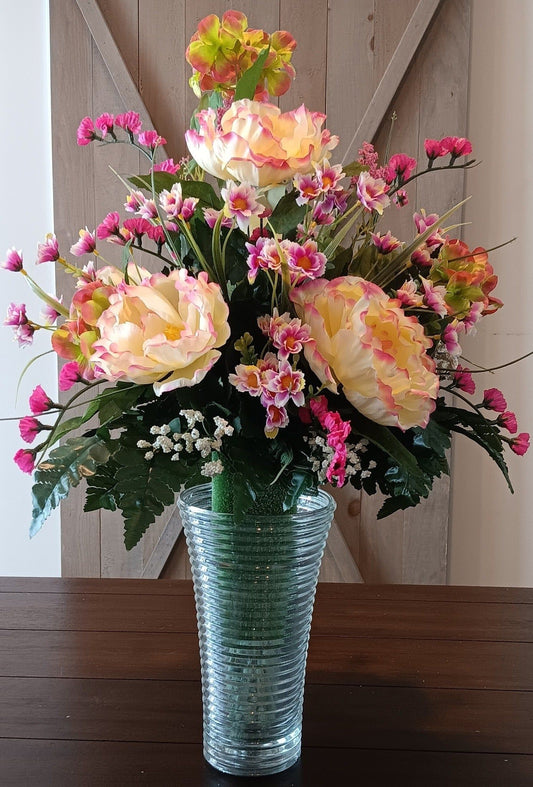 Silk Cream and Pink Cemetery Vase